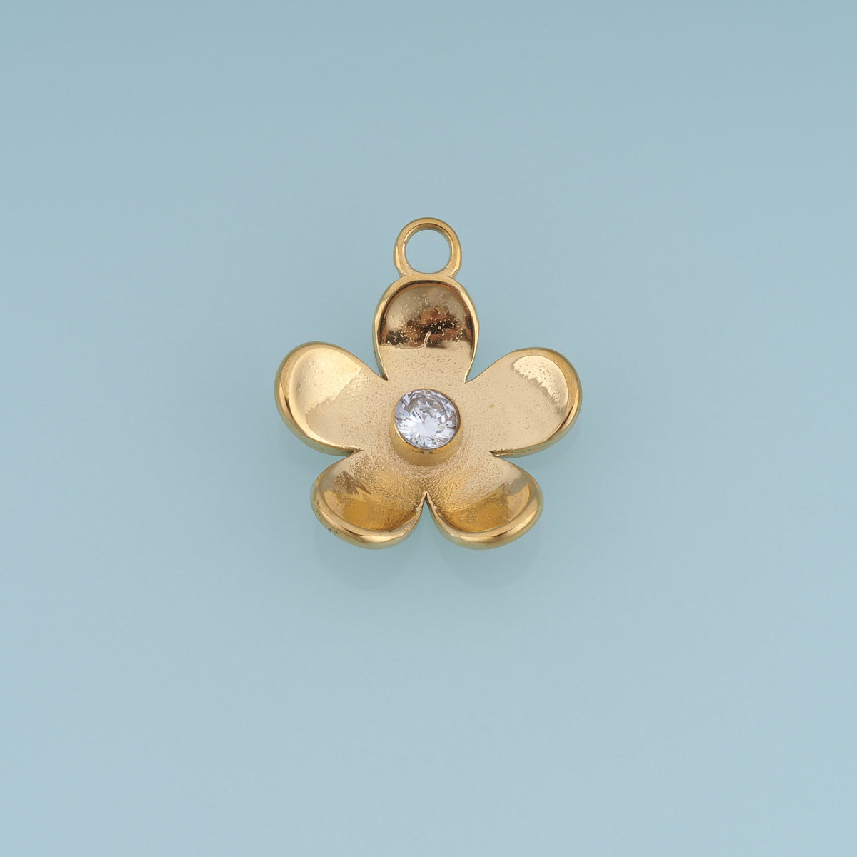 Five Petal Flower Crystal Pendant,14K Gold Silver Dainty Floral Charm DIY Charm for Necklace Bracelet Making