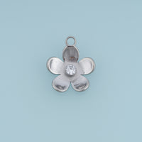 Five Petal Flower Crystal Pendant,14K Gold Silver Dainty Floral Charm DIY Charm for Necklace Bracelet Making