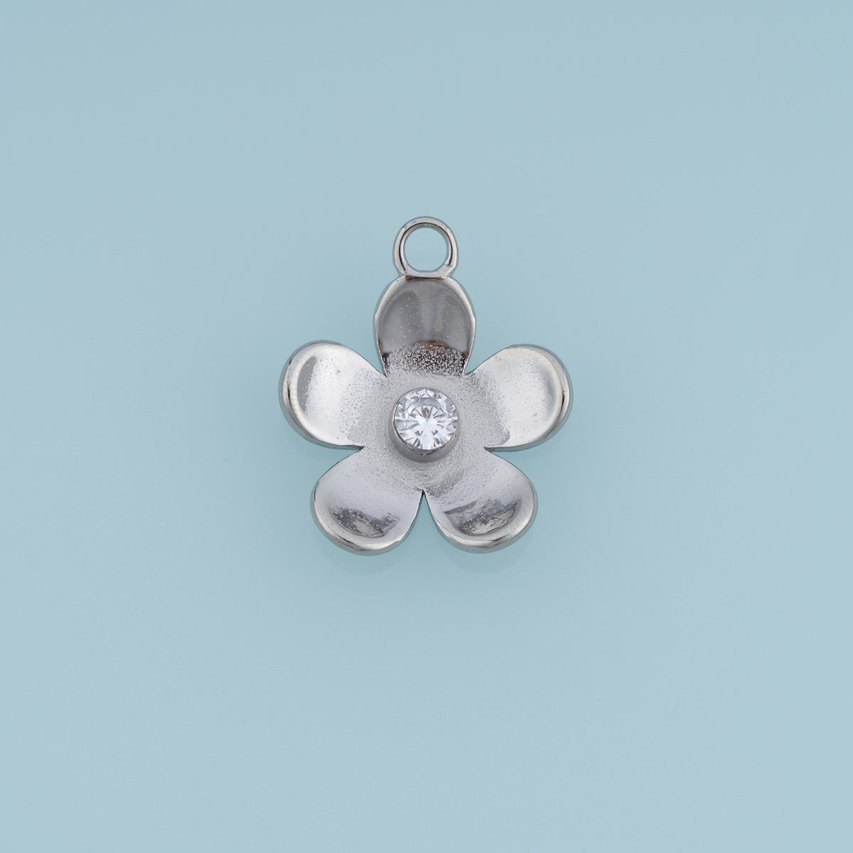 Five Petal Flower Crystal Pendant,14K Gold Silver Dainty Floral Charm DIY Charm for Necklace Bracelet Making