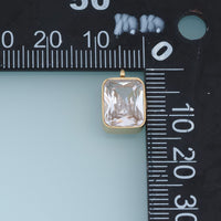Rectangular Crystal Pendant,14K Gold Clear Faceted Gemstone Charm DIY Charm for Necklace Bracelet Making