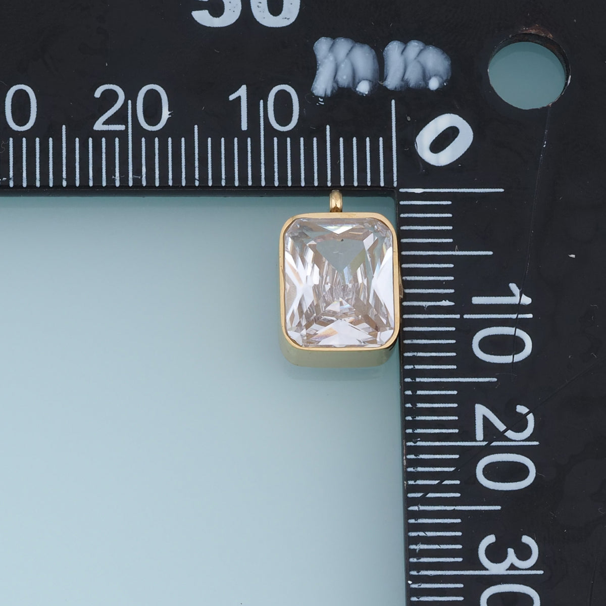 Rectangular Crystal Pendant,14K Gold Clear Faceted Gemstone Charm DIY Charm for Necklace Bracelet Making