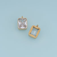 Rectangular Crystal Pendant,14K Gold Clear Faceted Gemstone Charm DIY Charm for Necklace Bracelet Making