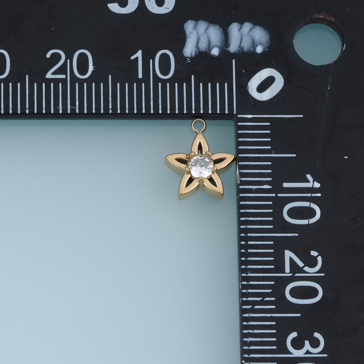 Five Petal Flower Crystal Pendant,14K Gold Open Floral Charm DIY Charm for Necklace Bracelet Making