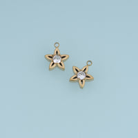 Five Petal Flower Crystal Pendant,14K Gold Open Floral Charm DIY Charm for Necklace Bracelet Making