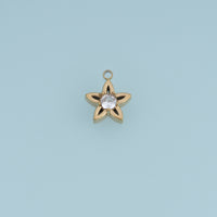 Five Petal Flower Crystal Pendant,14K Gold Open Floral Charm DIY Charm for Necklace Bracelet Making