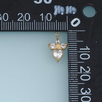 Heart Crystal Flower Pendant,14K Gold Clear Gemstone Floral Charm DIY Charm for Necklace Bracelet Making