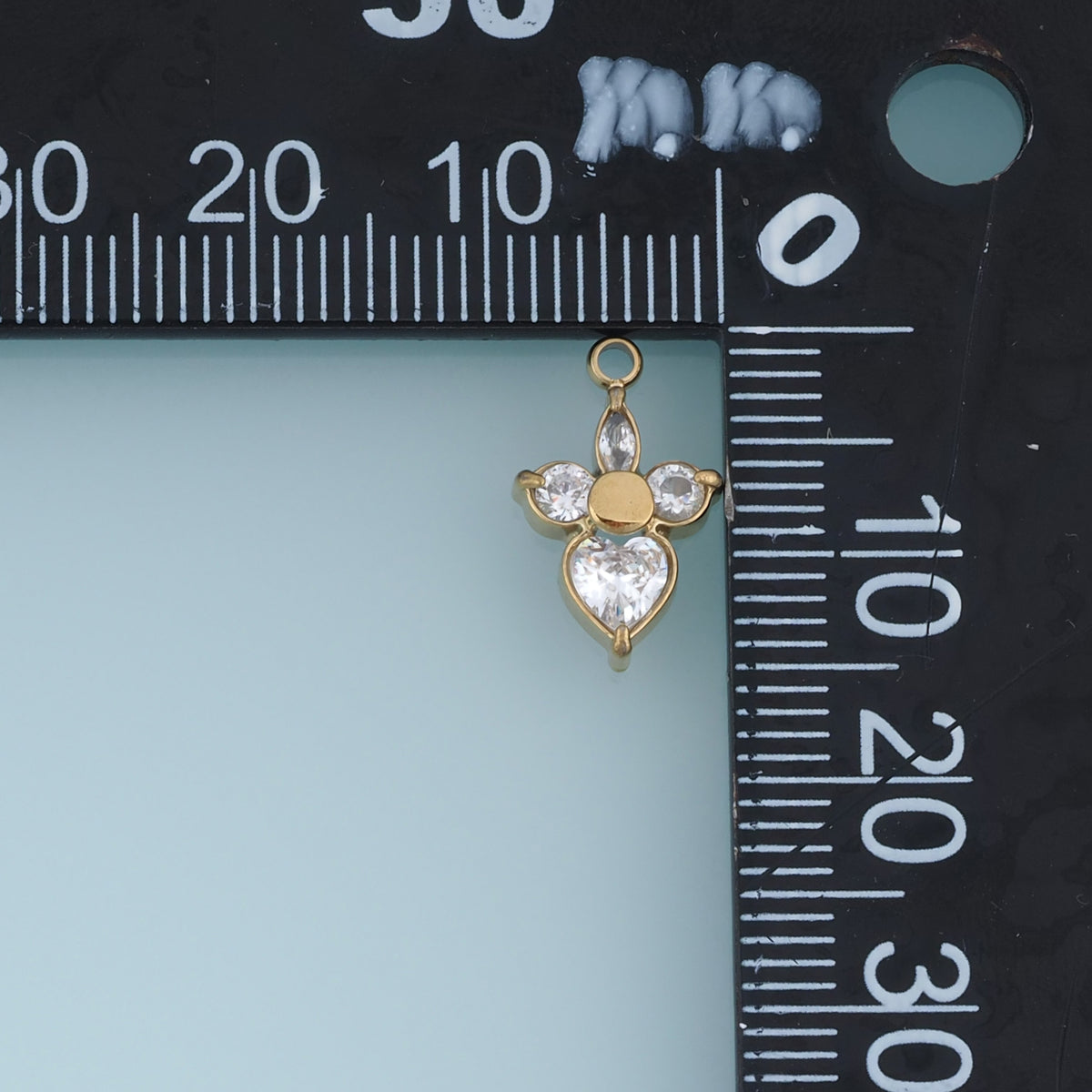 Heart Crystal Flower Pendant,14K Gold Clear Gemstone Floral Charm DIY Charm for Necklace Bracelet Making