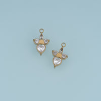 Heart Crystal Flower Pendant,14K Gold Clear Gemstone Floral Charm DIY Charm for Necklace Bracelet Making