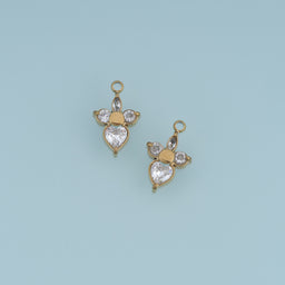 Heart Crystal Flower Pendant,14K Gold Clear Gemstone Floral Charm DIY Charm for Necklace Bracelet Making
