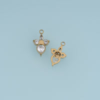 Heart Crystal Flower Pendant,14K Gold Clear Gemstone Floral Charm DIY Charm for Necklace Bracelet Making
