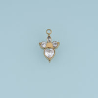 Heart Crystal Flower Pendant,14K Gold Clear Gemstone Floral Charm DIY Charm for Necklace Bracelet Making