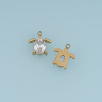 Turtle Crystal Pendant,14K Gold Silver Oval Gemstone Animal Charm DIY Charm for Necklace Bracelet Making
