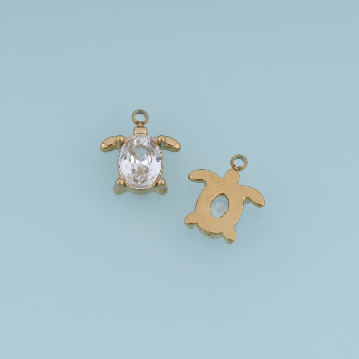 Turtle Crystal Pendant,14K Gold Silver Oval Gemstone Animal Charm DIY Charm for Necklace Bracelet Making