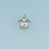 Turtle Crystal Pendant,14K Gold Silver Oval Gemstone Animal Charm DIY Charm for Necklace Bracelet Making