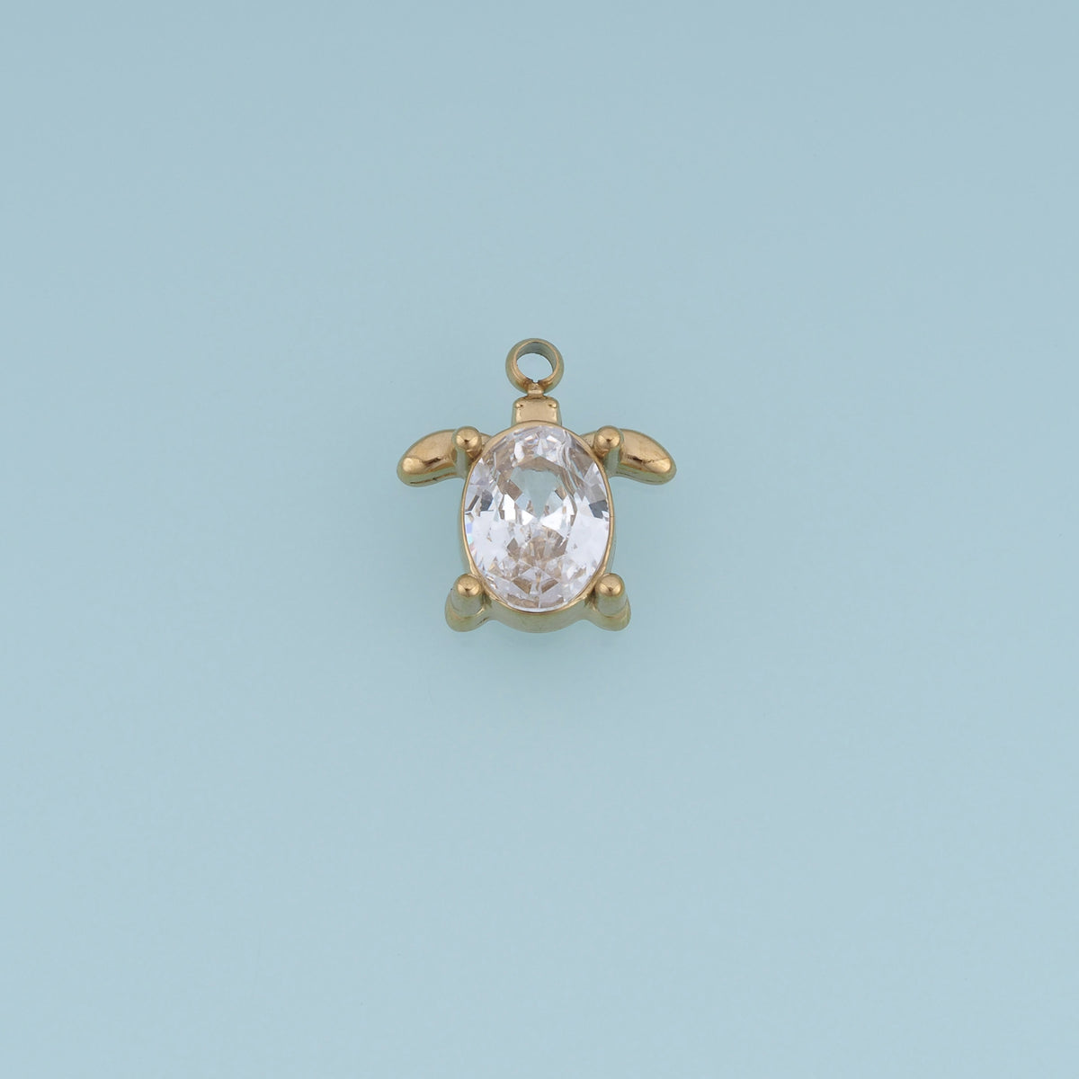Turtle Crystal Pendant,14K Gold Silver Oval Gemstone Animal Charm DIY Charm for Necklace Bracelet Making