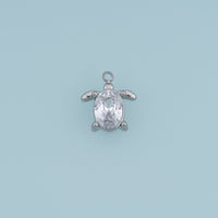 Turtle Crystal Pendant,14K Gold Silver Oval Gemstone Animal Charm DIY Charm for Necklace Bracelet Making