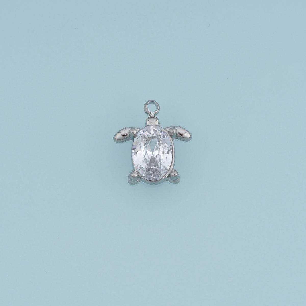 Turtle Crystal Pendant,14K Gold Silver Oval Gemstone Animal Charm DIY Charm for Necklace Bracelet Making