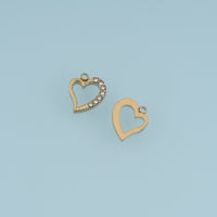 Open Heart Crystal Pendant,14K Gold Silver Gemstone Heart Charm DIY Charm for Necklace Bracelet Making