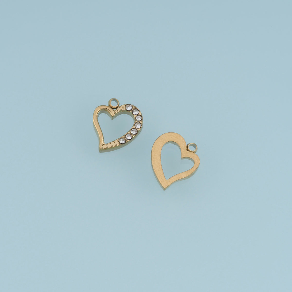 Open Heart Crystal Pendant,14K Gold Silver Gemstone Heart Charm DIY Charm for Necklace Bracelet Making