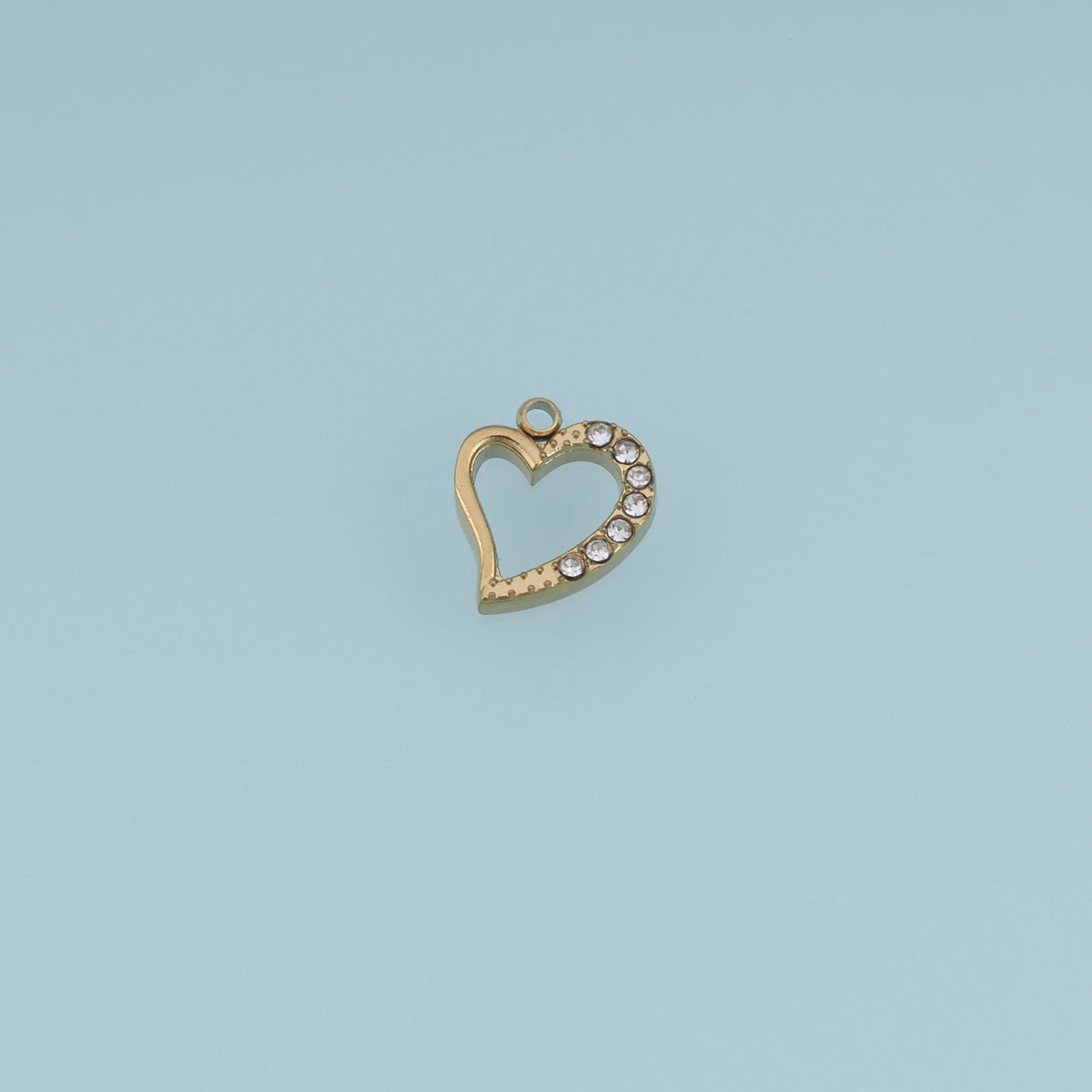 Open Heart Crystal Pendant,14K Gold Silver Gemstone Heart Charm DIY Charm for Necklace Bracelet Making