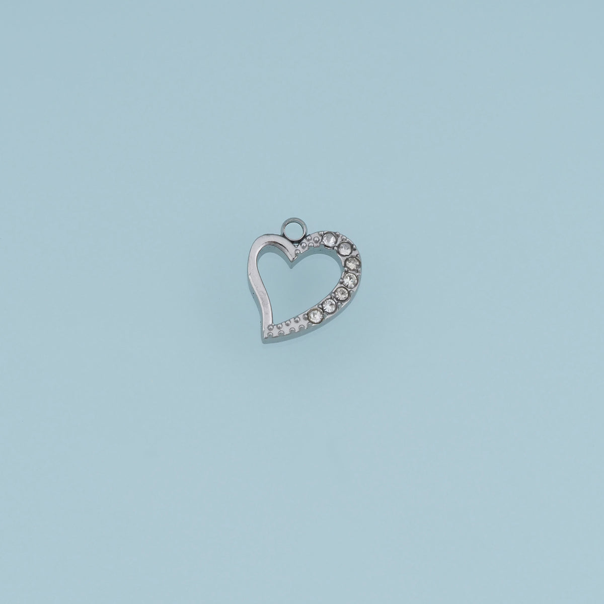 Open Heart Crystal Pendant,14K Gold Silver Gemstone Heart Charm DIY Charm for Necklace Bracelet Making
