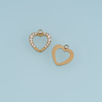 Open Heart Crystal Pendant,14K Gold Silver Sparkling Rhinestone Charm DIY Charm for Necklace Bracelet Making