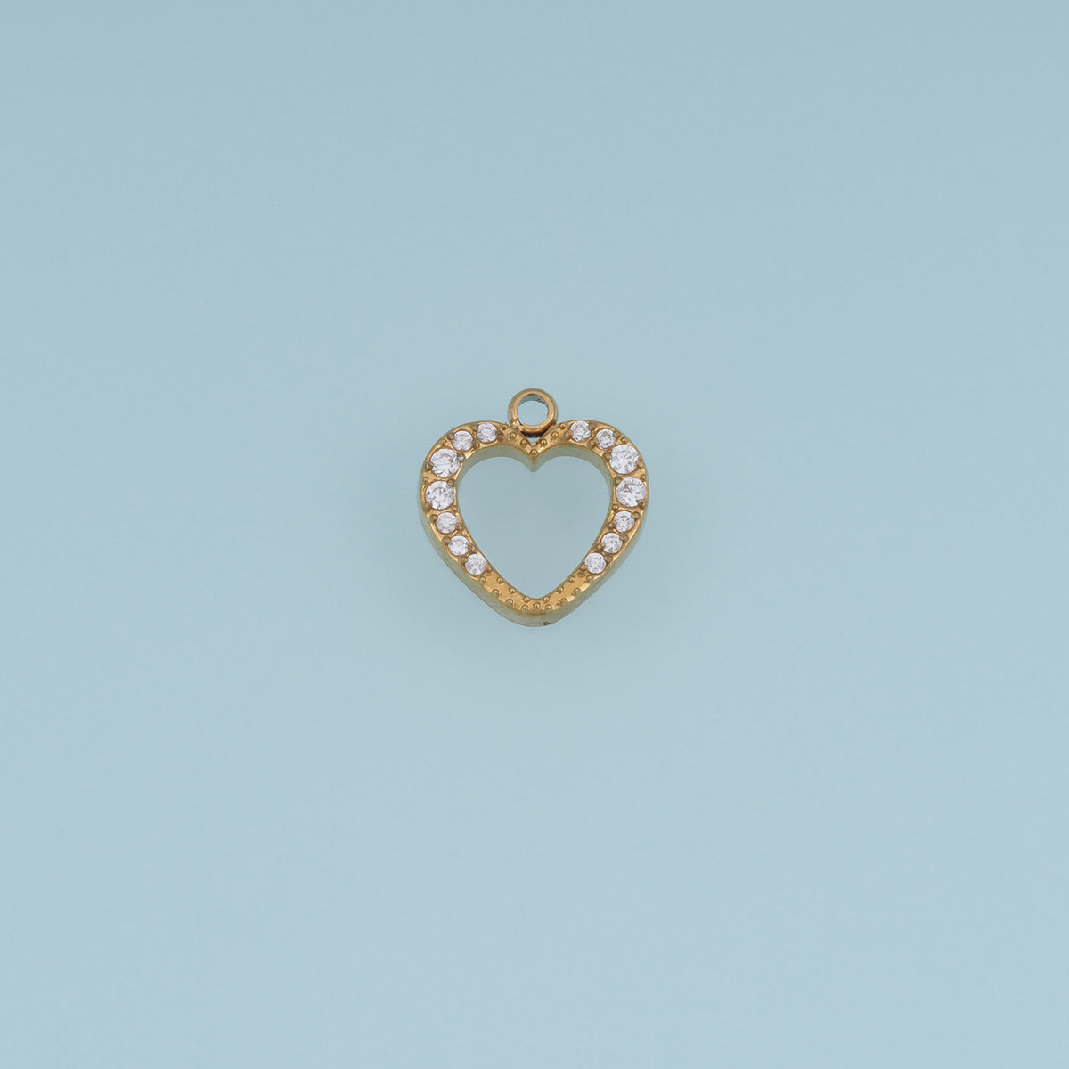 Open Heart Crystal Pendant,14K Gold Silver Sparkling Rhinestone Charm DIY Charm for Necklace Bracelet Making