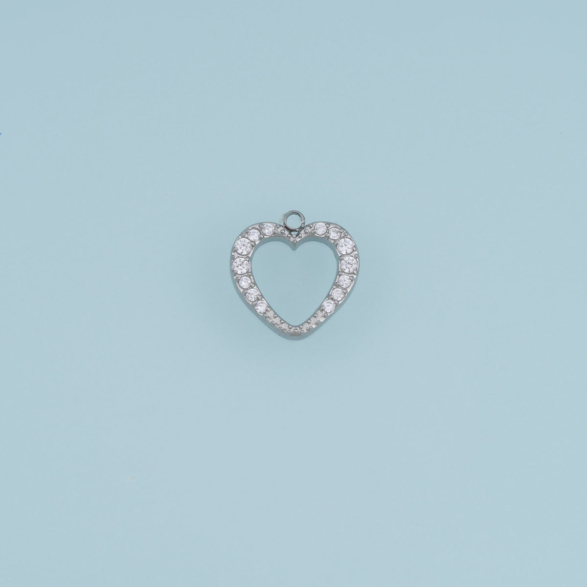 Open Heart Crystal Pendant,14K Gold Silver Sparkling Rhinestone Charm DIY Charm for Necklace Bracelet Making