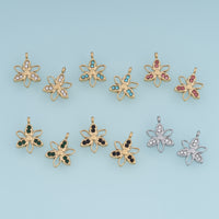 Open Petal Flower Pendant,14K Gold Silver Colorful Crystal Floral Charm DIY Charm for Necklace Bracelet Making