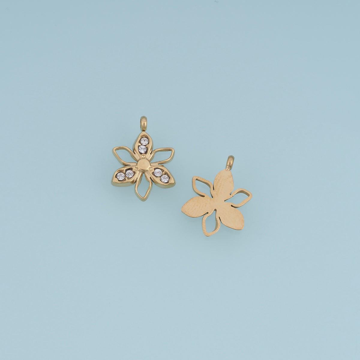 Open Petal Flower Pendant,14K Gold Silver Colorful Crystal Floral Charm DIY Charm for Necklace Bracelet Making