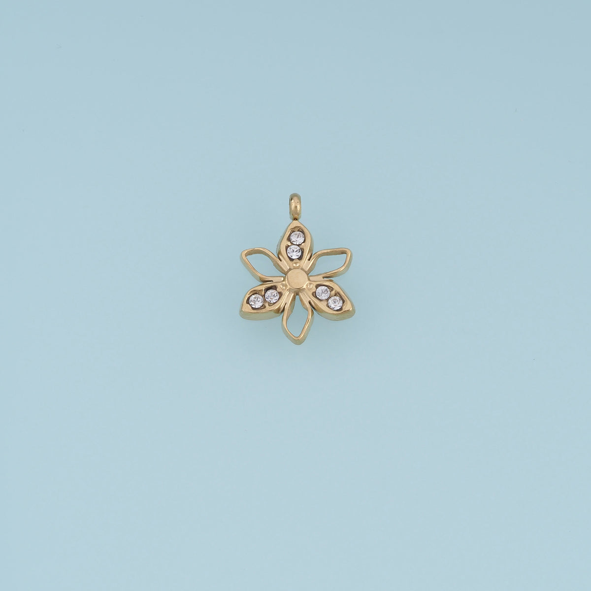 Open Petal Flower Pendant,14K Gold Silver Colorful Crystal Floral Charm DIY Charm for Necklace Bracelet Making