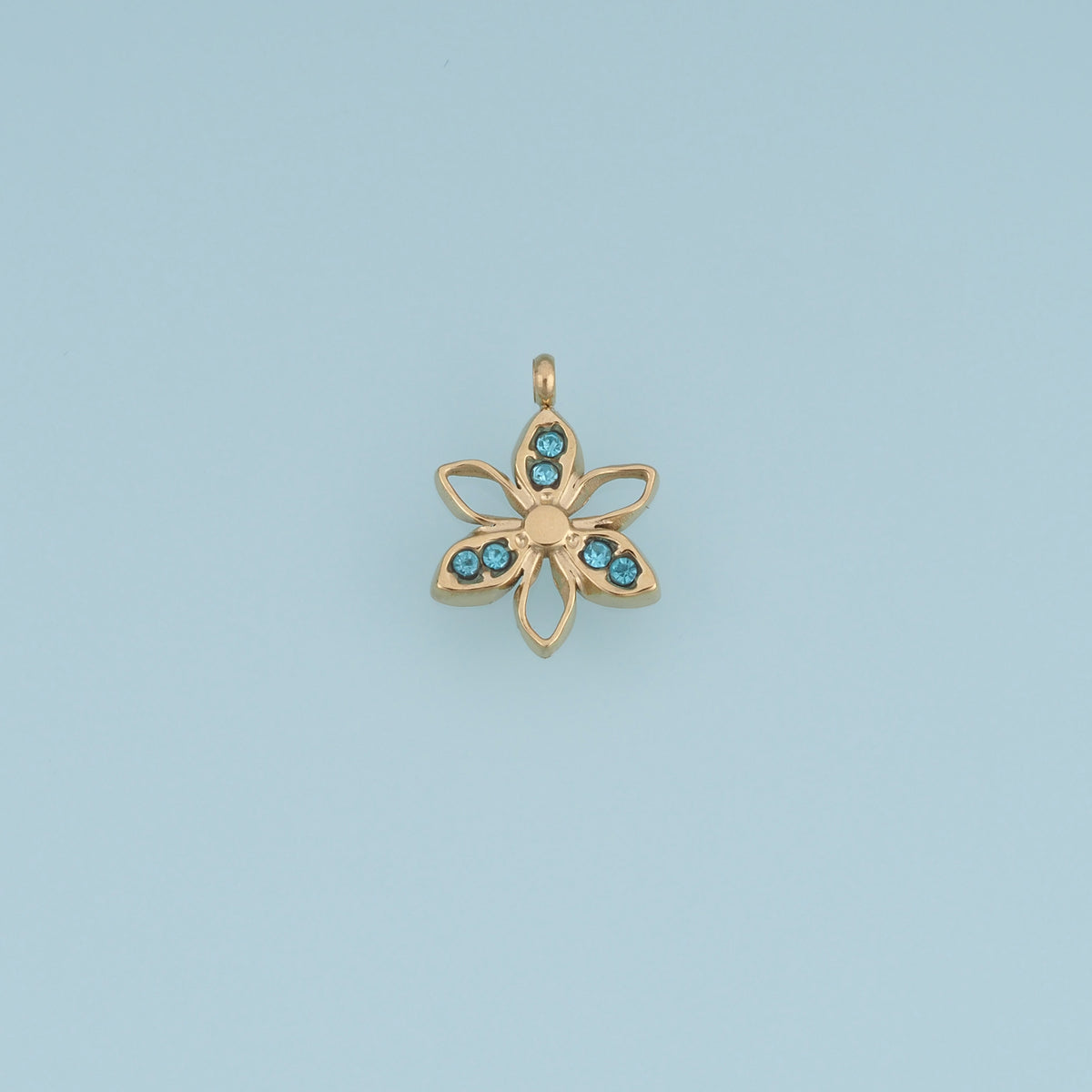 Open Petal Flower Pendant,14K Gold Silver Colorful Crystal Floral Charm DIY Charm for Necklace Bracelet Making