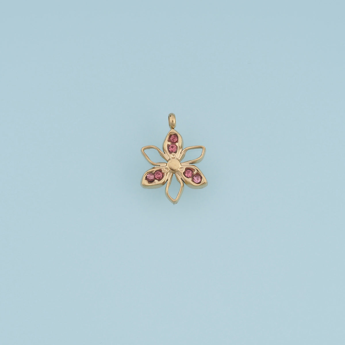 Open Petal Flower Pendant,14K Gold Silver Colorful Crystal Floral Charm DIY Charm for Necklace Bracelet Making