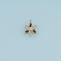 Open Petal Flower Pendant,14K Gold Silver Colorful Crystal Floral Charm DIY Charm for Necklace Bracelet Making