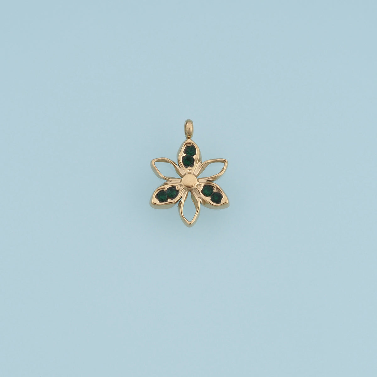 Open Petal Flower Pendant,14K Gold Silver Colorful Crystal Floral Charm DIY Charm for Necklace Bracelet Making