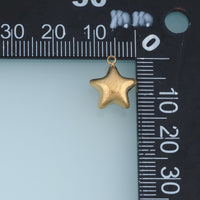 Puffy Star Pendant,14K Gold Brushed Textured Five Point Star Charm DIY Charm for Necklace Bracelet Making