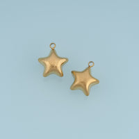 Puffy Star Pendant,14K Gold Brushed Textured Five Point Star Charm DIY Charm for Necklace Bracelet Making