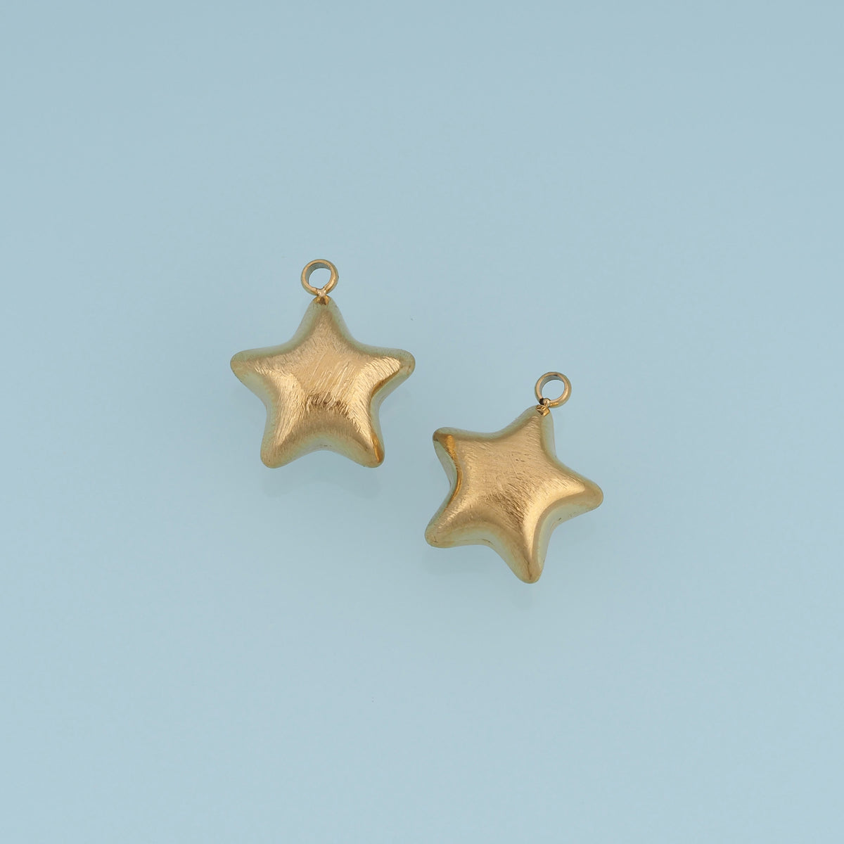 Puffy Star Pendant,14K Gold Brushed Textured Five Point Star Charm DIY Charm for Necklace Bracelet Making