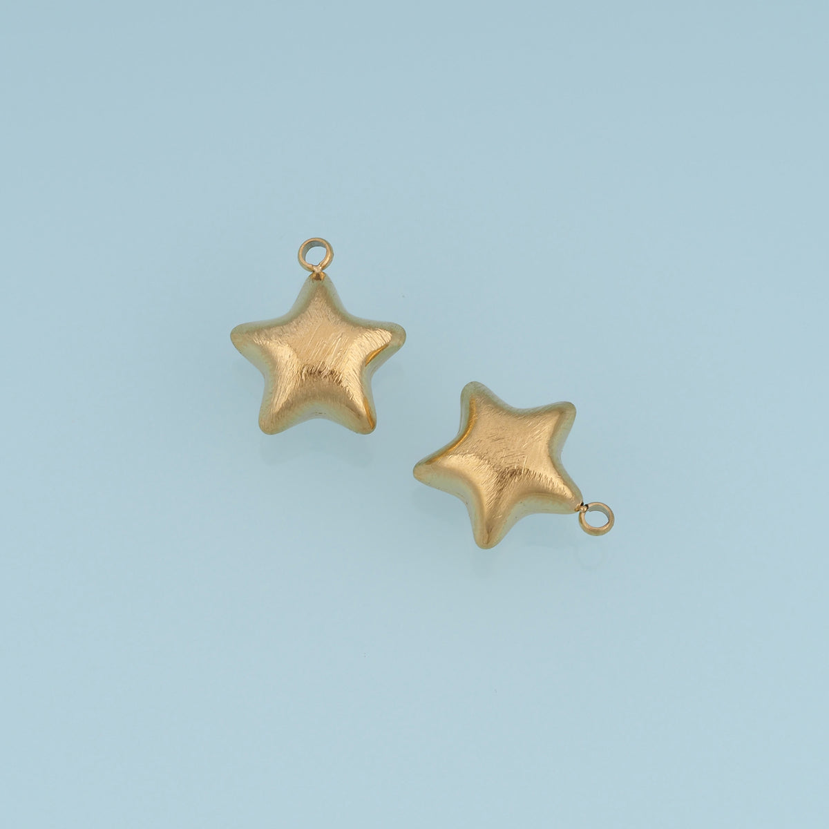 Puffy Star Pendant,14K Gold Brushed Textured Five Point Star Charm DIY Charm for Necklace Bracelet Making