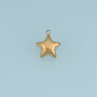 Puffy Star Pendant,14K Gold Brushed Textured Five Point Star Charm DIY Charm for Necklace Bracelet Making