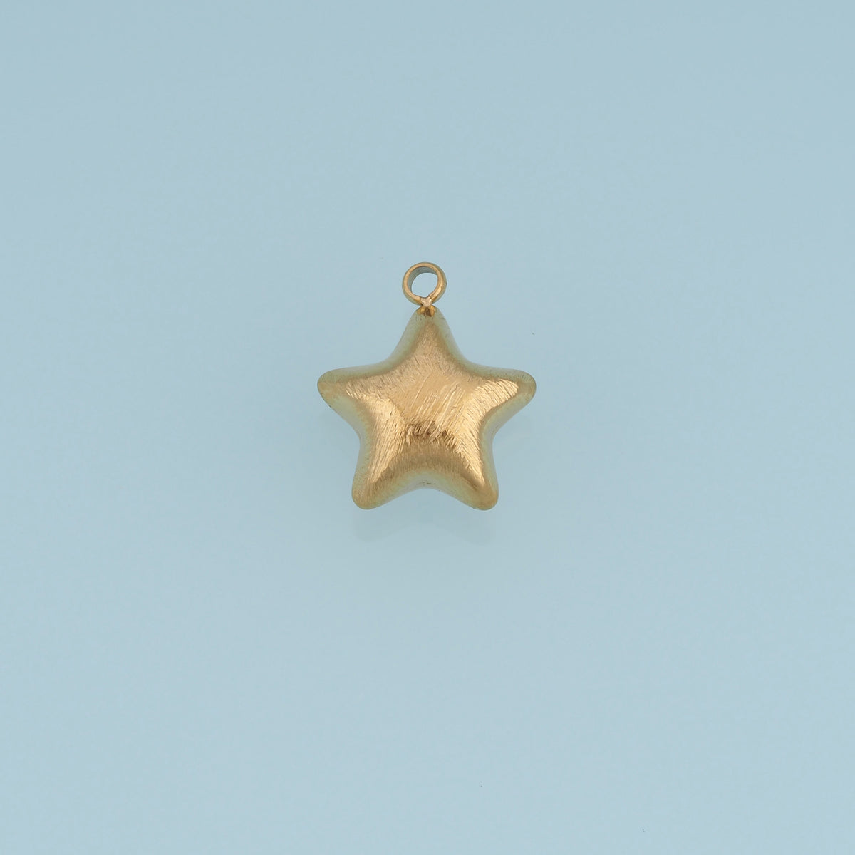 Puffy Star Pendant,14K Gold Brushed Textured Five Point Star Charm DIY Charm for Necklace Bracelet Making
