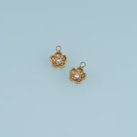 Five Petal Flower Pendant,14K Gold Dainty Crystal Floral Charm DIY Charm for Necklace Bracelet Making