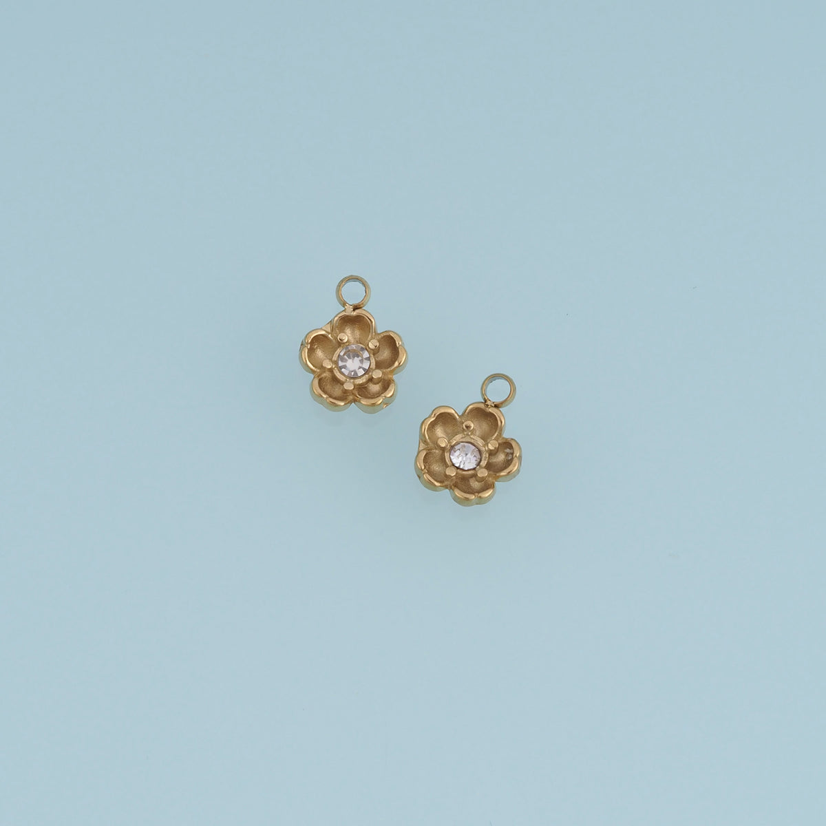 Five Petal Flower Pendant,14K Gold Dainty Crystal Floral Charm DIY Charm for Necklace Bracelet Making