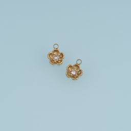 Five Petal Flower Pendant,14K Gold Dainty Crystal Floral Charm DIY Charm for Necklace Bracelet Making