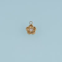 Five Petal Flower Pendant,14K Gold Dainty Crystal Floral Charm DIY Charm for Necklace Bracelet Making