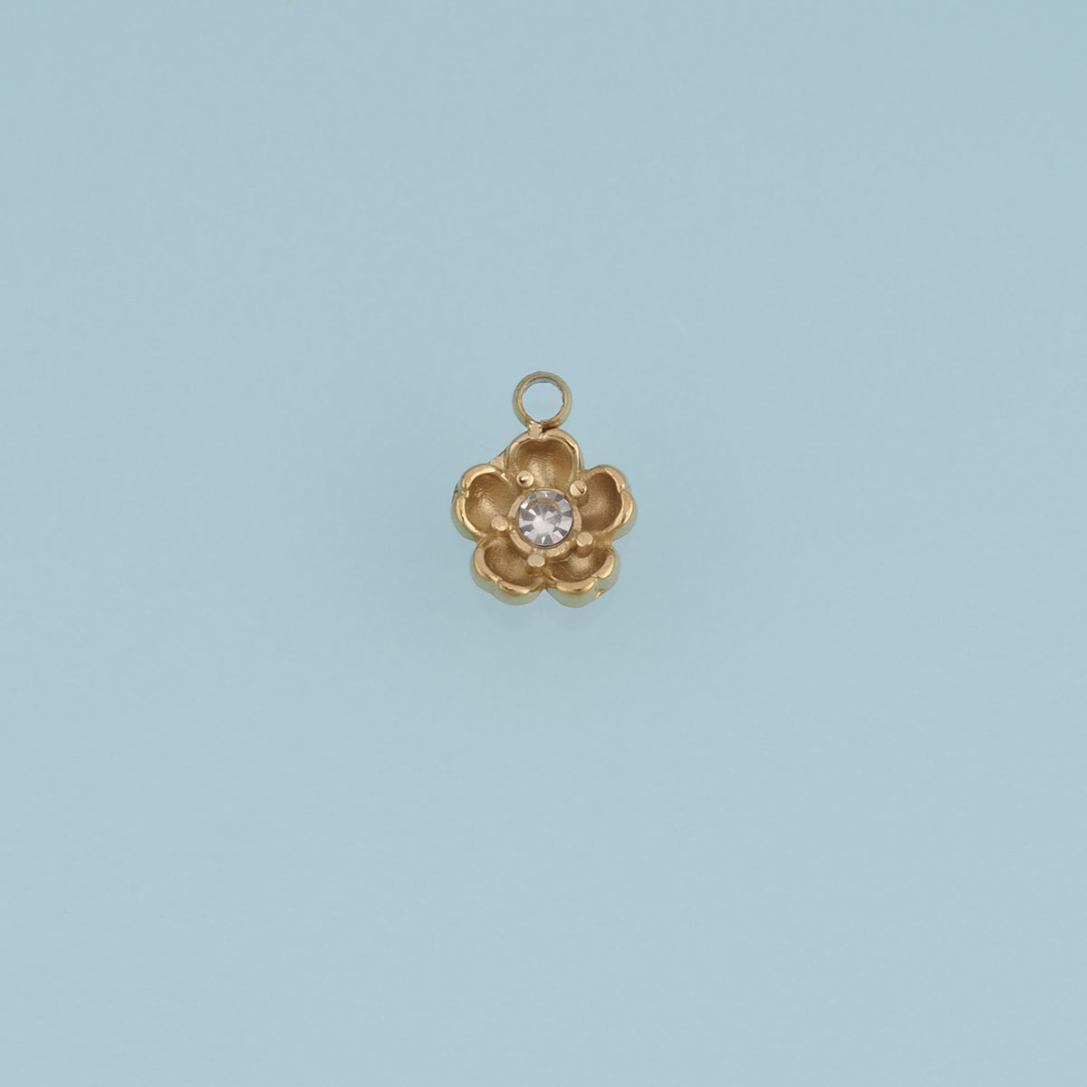 Five Petal Flower Pendant,14K Gold Dainty Crystal Floral Charm DIY Charm for Necklace Bracelet Making