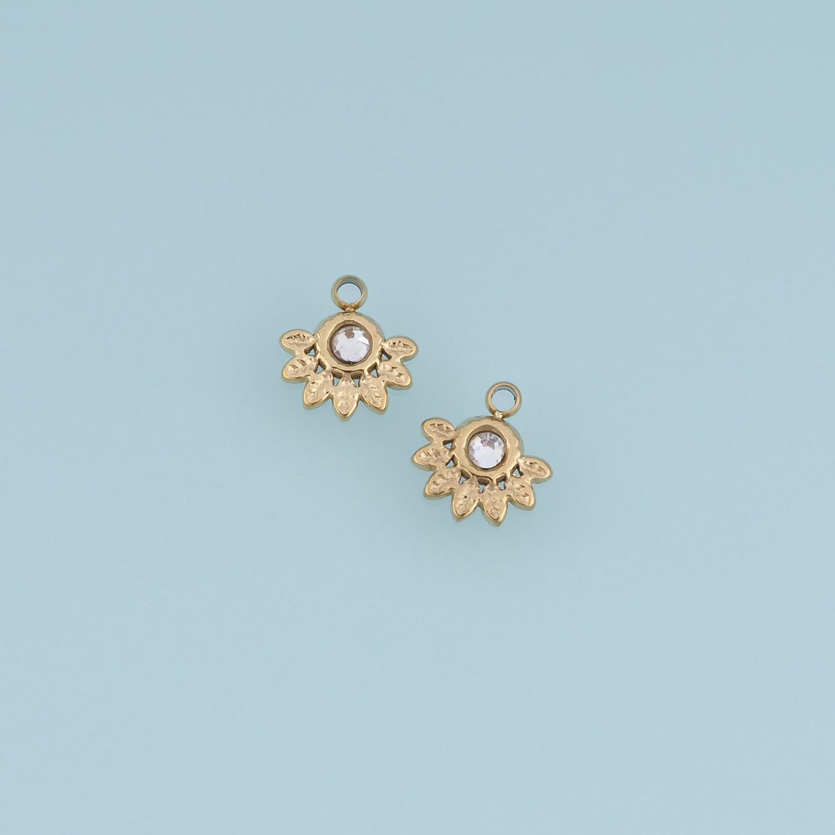 Crystal Floral Leaf Pendant,14K Gold Dainty Botanical Charm DIY Charm for Necklace Bracelet Making
