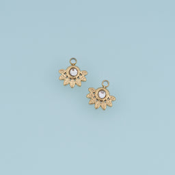 Crystal Floral Leaf Pendant,14K Gold Dainty Botanical Charm DIY Charm for Necklace Bracelet Making