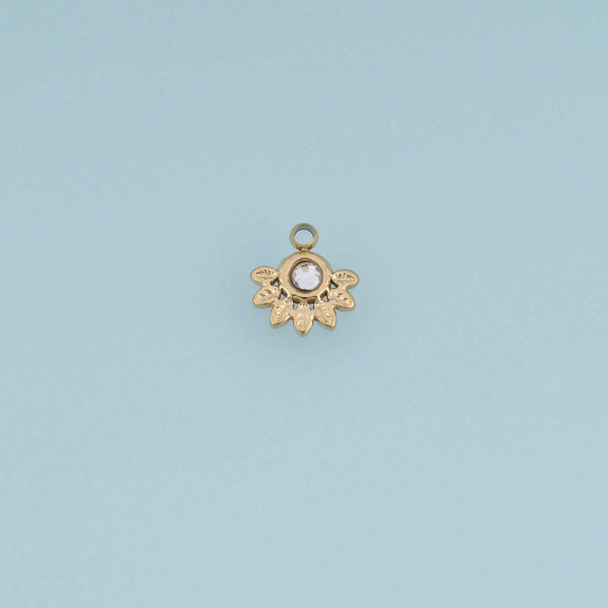 Crystal Floral Leaf Pendant,14K Gold Dainty Botanical Charm DIY Charm for Necklace Bracelet Making