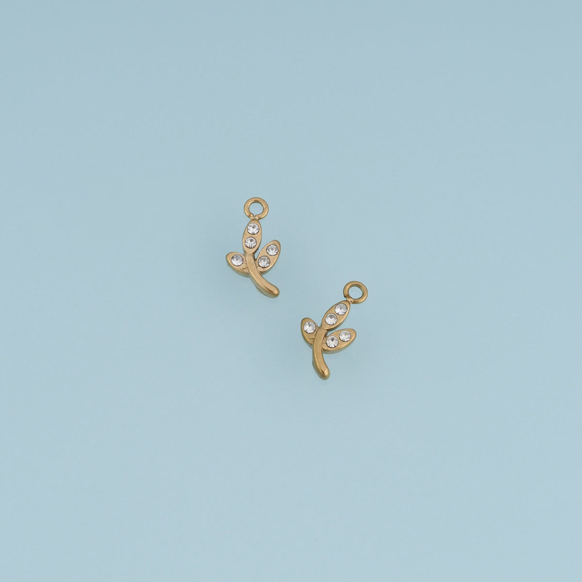 Crystal Leaf Branch Pendant,14K Gold Dainty Botanical Charm DIY Charm for Necklace Bracelet Making